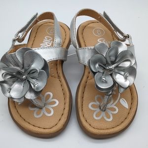 Circo Girls Silver Flower Sandals With Strap Toddler Sz 6